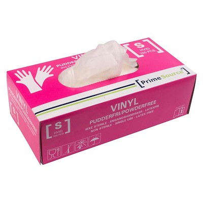 Undersøgelseshandske vinyl str. S pudderfri pk./100