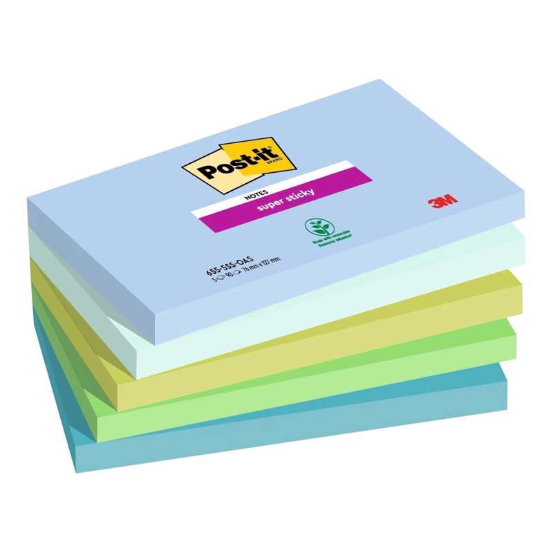 Post-it notes Super Sticky Notes Oasis 76x127mm 5blk./pk.