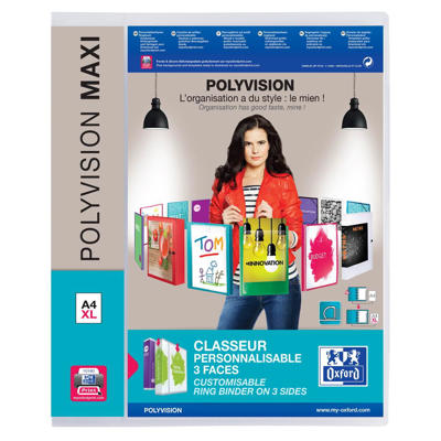 Hobbymappe m/lomme 30mm 4 ring A4 Maxi transp. Polyvision