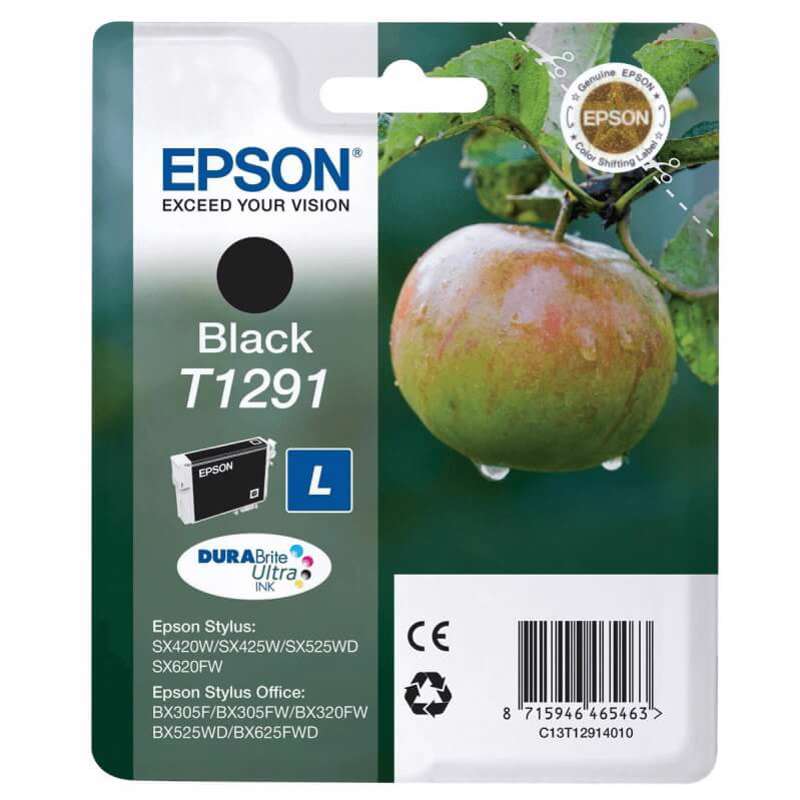 Farvepatron Epson T1291, t/BX305F/SX420, sort