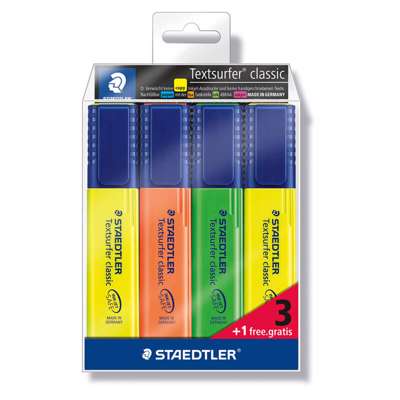 Tekstmarker STAEDTLER 364 ass. Textsurfer Classic 3+1/pk