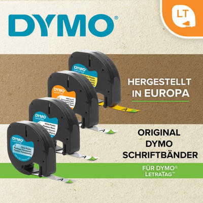 Labeltape DYMO LetraTAG 12mmx4m papirtape hvid