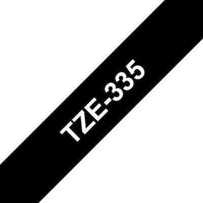 Labeltape Brother TZe335 12mm hvid på sort lamineret