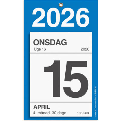 Kontorafrivningskalender m/bagsidetekst 2026