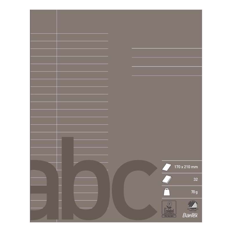 Skolehæfte Bantex 17x21cm lin 24 linjer 32bl 70g antracitgrå