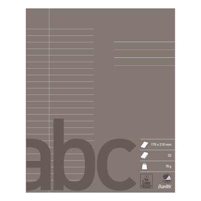 Skolehæfte Bantex 17x21cm lin 24 linjer 32bl 70g antracitgrå