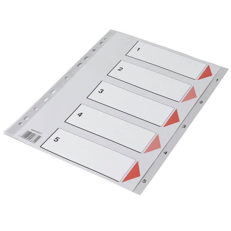 Plastregister Q-Line A4 1-5 grå m/kartonforblad 17872