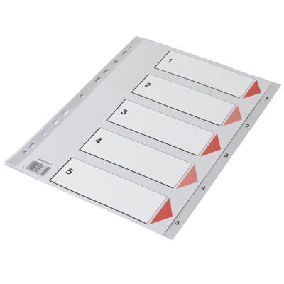 Plastregister Q-Line A4 1-5 grå m/kartonforblad 17872
