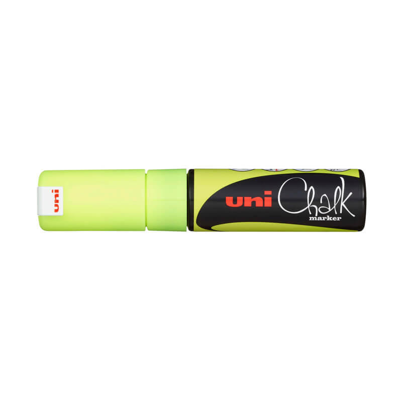 Chalk marker Uni PWE-8K t/vindue, glas, 8mm fluor-gul