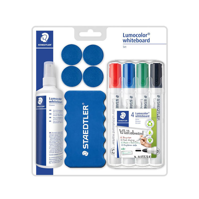 Whiteboard starter kit Staedtler m/ penne magneter & cleaner