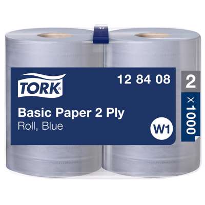 Aftørringspapir Tork Basic W1 2-lags blå 340m /2 128408