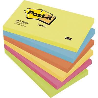 Post-it notes 655TFEN 76x127mm 6 ass neon farver 6blk/pk.
