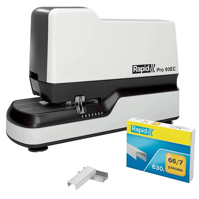 Hæftemaskine el Rapid 90EC hvid klamme 66/6