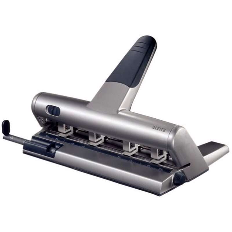 Hulapparat Leitz grå 4-huls justerbare piber t/30ark 5114