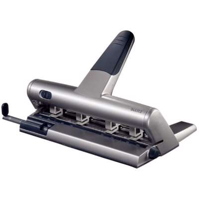 Hulapparat Leitz grå 4-huls justerbare piber t/30ark 5114