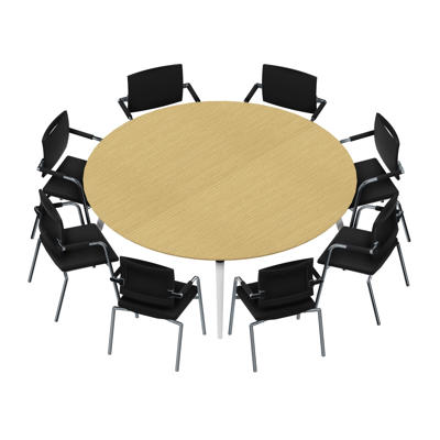 Konferencebord Dencon XL 1901 Ø200 HPL eg/hvid