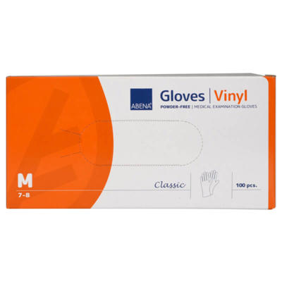 Undersøgelseshandske vinyl str. M pudderfri pk./100