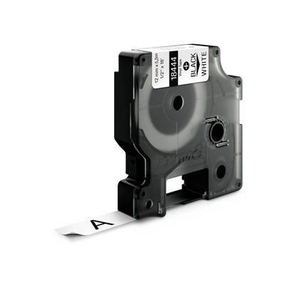 Labeltape DYMO D1 12mm sort på hvid vinyl