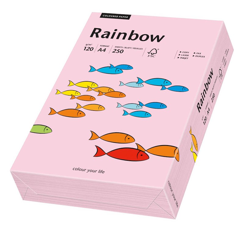 Kopipapir Rainbow A4 120g lysrød 54 250ark/pk