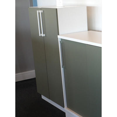 Reol Rumas m. låger/3 hylder lin. Olive/hvid