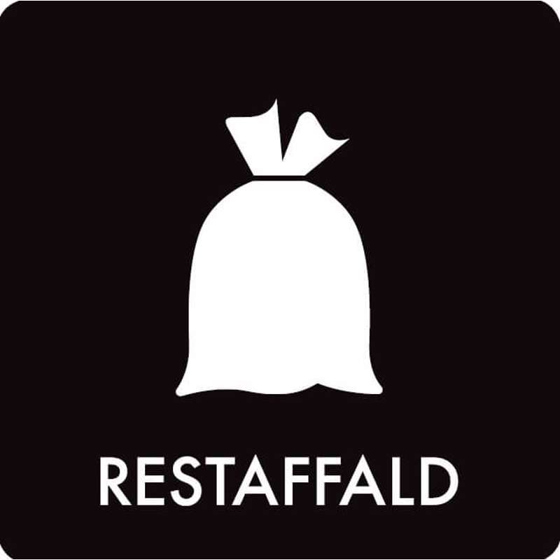 Piktogram affaldssortering Bica 12x12 RESTAFFALD hvid/sort