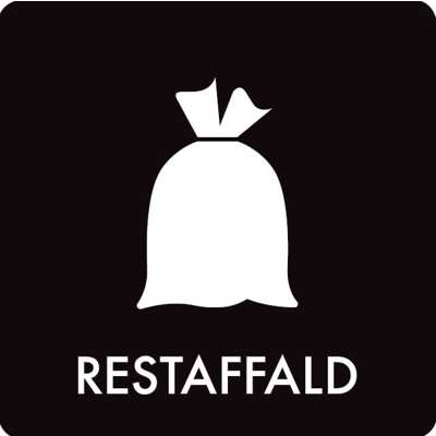 Piktogram affaldssortering Bica 12x12 RESTAFFALD hvid/sort