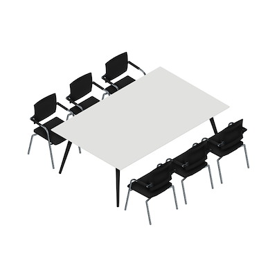 Konferencebord Dencon XL 1914 220x140 HPL hvid/sort