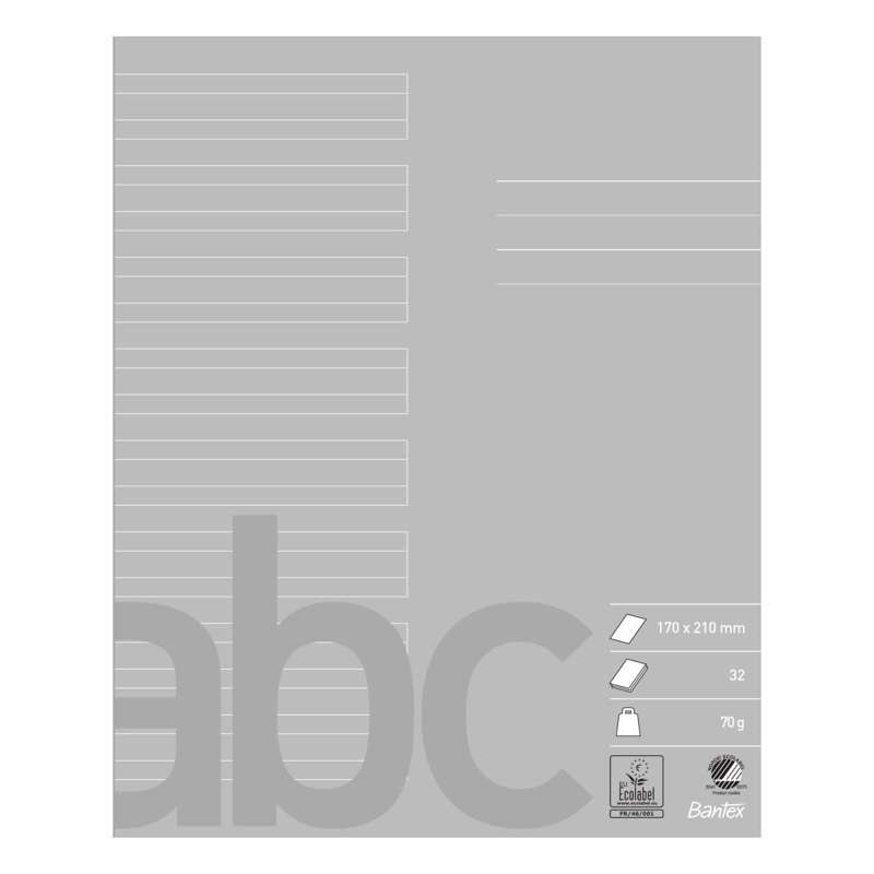 Skolehæfte Bantex 17x21cm lin 24 linjer 32bl 70g grå