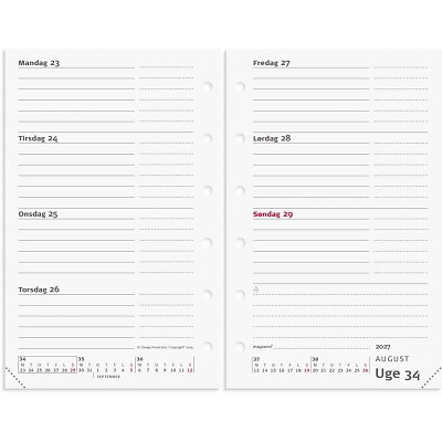 System Mini ugekalender 2027 Mayland tværformat REFILL