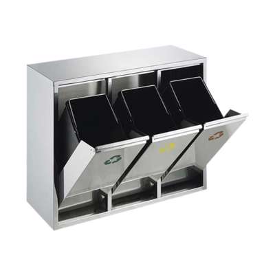 Affaldssystem affaldssortering 3x15L mat stål