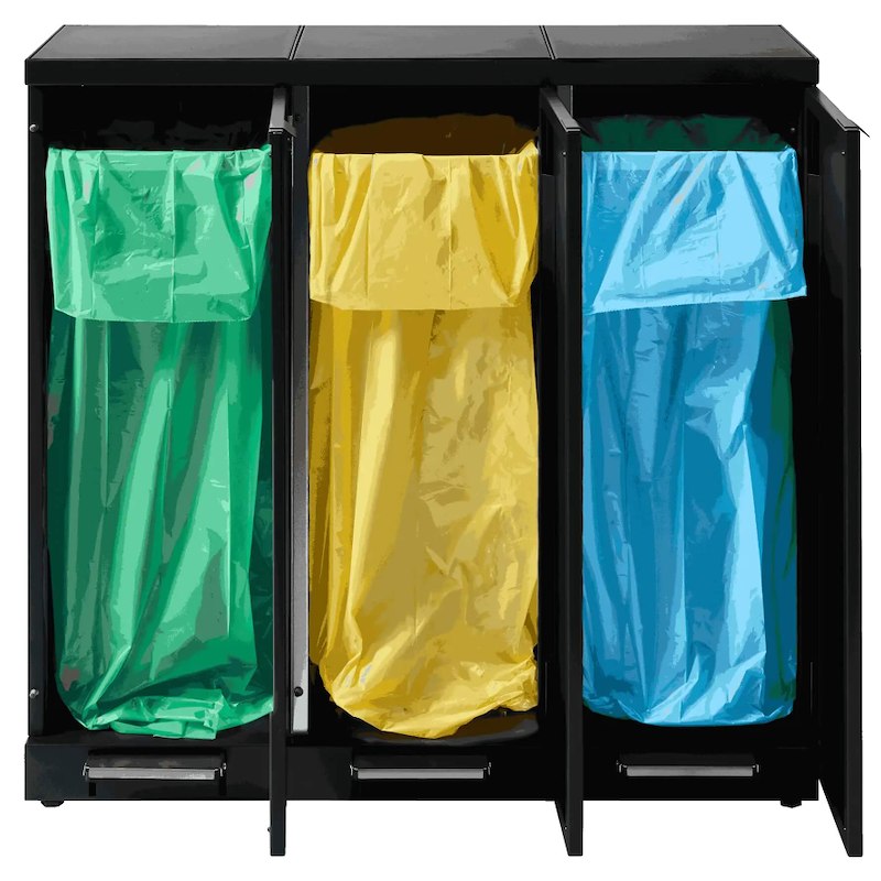 Affaldssystem affaldssortering Bica 976 3x65L m/fodp. låg so