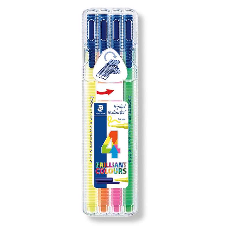 Tekstmarker Staedtler 362 Triplus 1-4mm rund ass. 4stk/pk