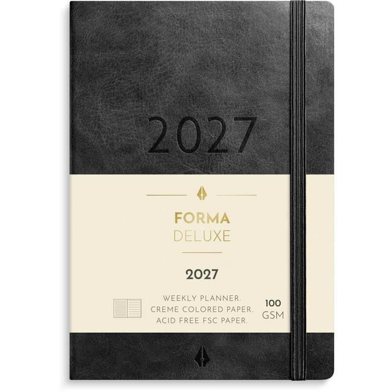 Forma Deluxe A6 ugekalender 2027 Mayland tværf. sort kunstsk