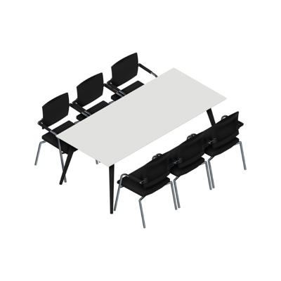 Konferencebord Dencon XL 1927 200x90 HPL hvid/sort