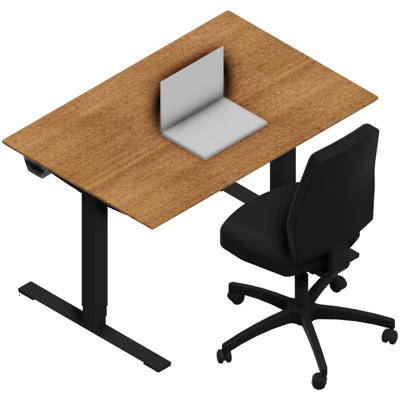 Hæve-sænkebord Dencon 03501 1200x800 sort stel valnød pl