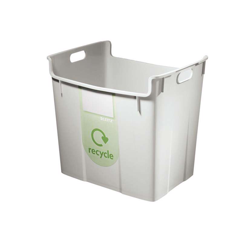 Papirkurv Leitz Basko 40l grå m/recycling-label