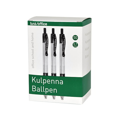 Kuglepen m. trykknap/gummi sort stregbredde 0,7mm