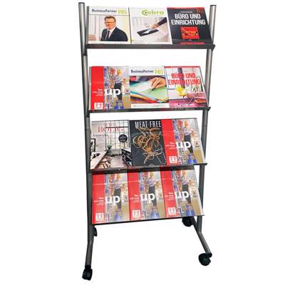 Brochurestander TWIN Mobile m/12xA4 sølv