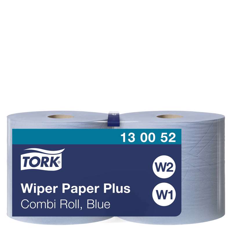 Aftørringspapir Tork Plus W1 2-lags blå 255m 130052 2rl