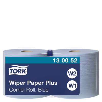 Aftørringspapir Tork Plus W1 2-lags blå 255m 130052 2rl