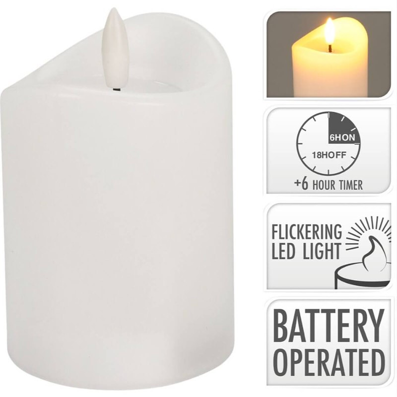 Bloklys LED Ø7x15cm hvid