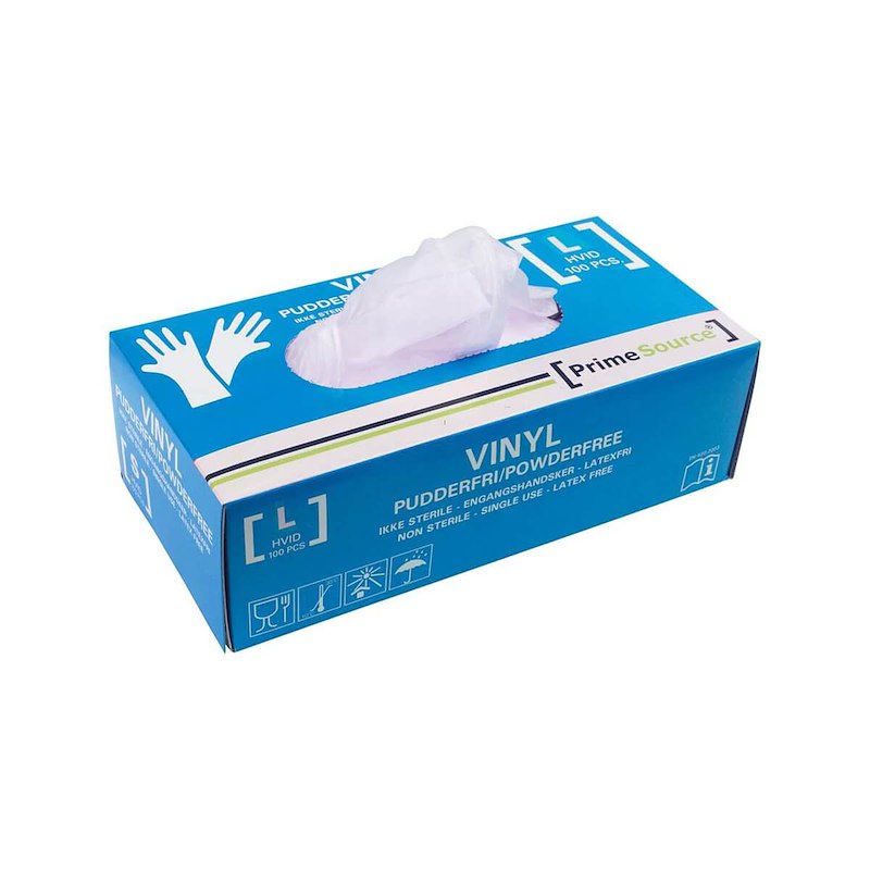 Undersøgelseshandske vinyl str. L pudderfri pk./100