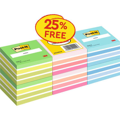 Post-it notes Kubus 76x76 ass. 450 ark pr. blok pk./6