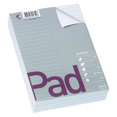 Standardblok u.huller lin. toplimet 60g hvid A5 / 5 stk.