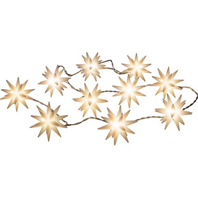 Julepynt lyskæde LED 10 stjerner 1,5m klar