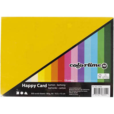 Karton A6 200g ass 105x148mm 300ark/pk.