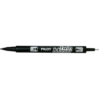Marker Pilot Twin BG extra fine/fine spids sort