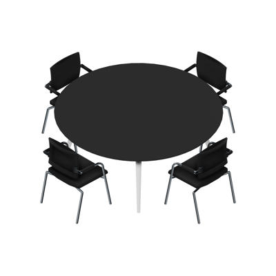 Konferencebord Dencon XL 1909 Ø180 HPL sort/hvid