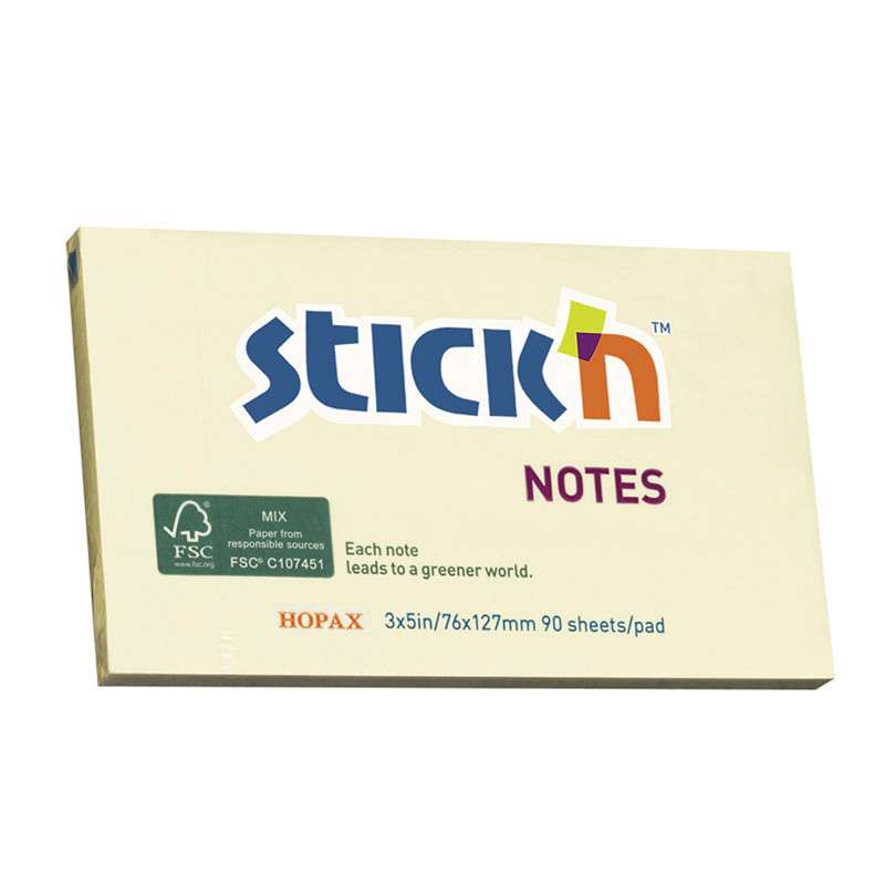Notes Stick'N 76x127mm 90 blade gul pk/12 blk.