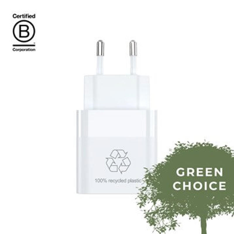 Oplader Upström Cirkulär dual USB-C+USB-A 30W hvid